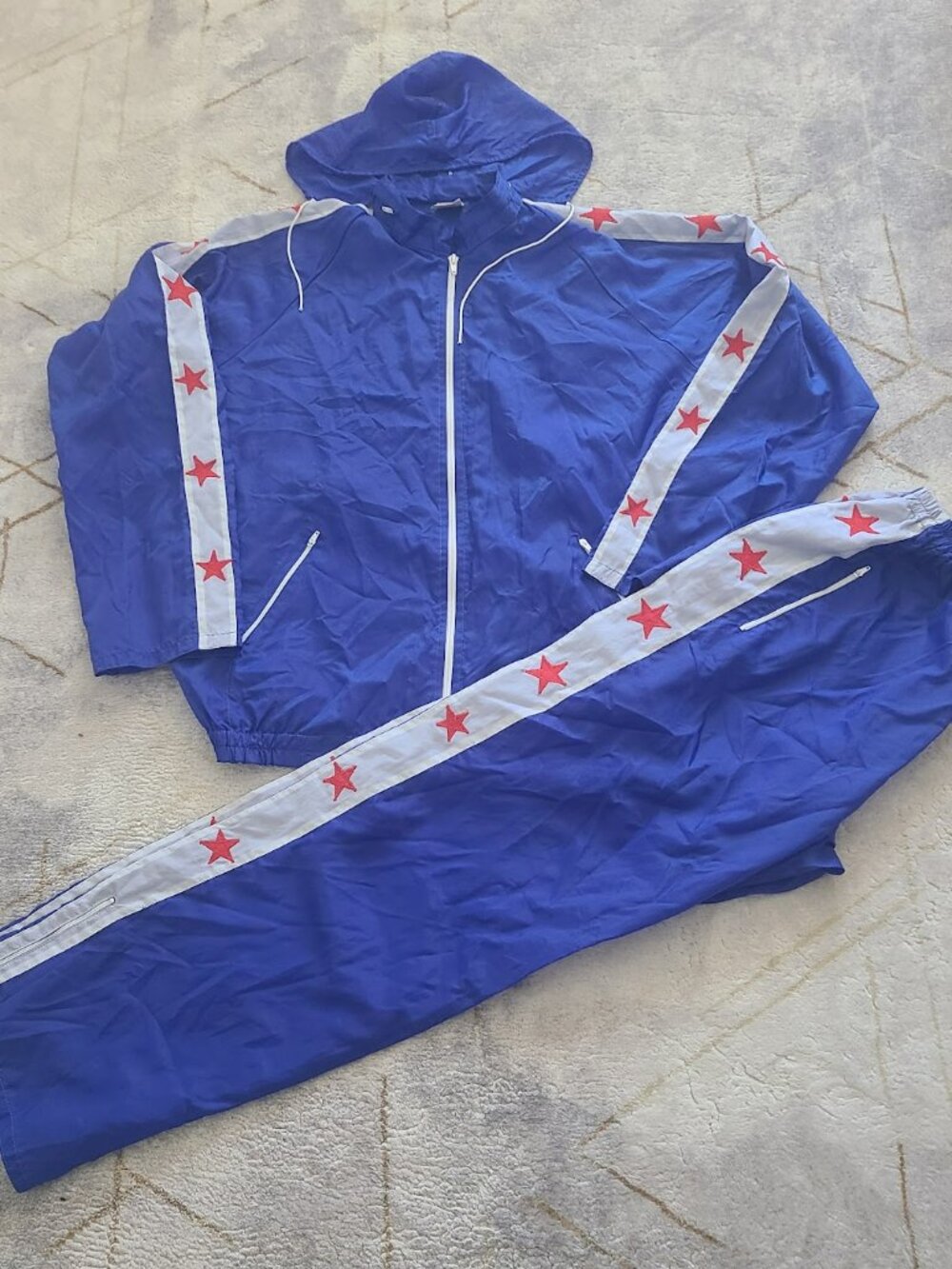 Vtg Twins Special Aerobic Muay Thai Sauna Warm Up Jacket & Pants XL Blue Nylon